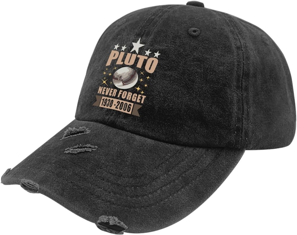 Never Forget Pluto Sun hat 80s AllBlack Womens One Size, Allblack