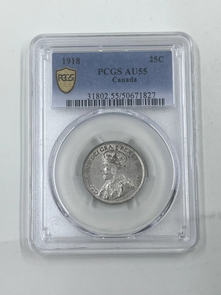 1918 25C PCGS Au55 Canada