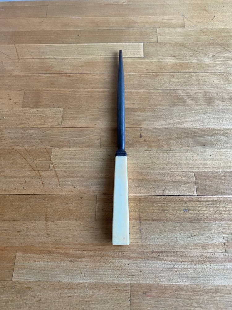 Vintage Knife Sharpener Ivory Stone Handle 11 in Long