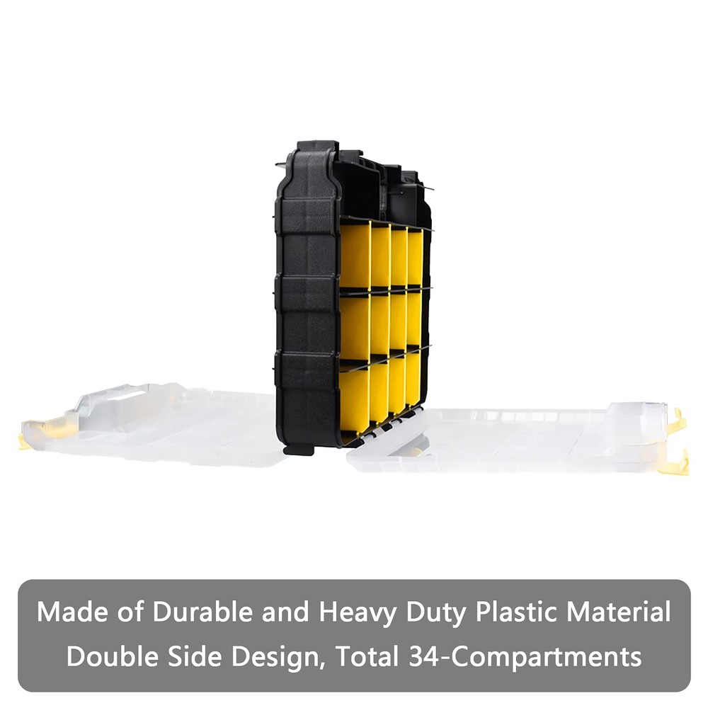 Tools Organizer Box Small Parts Storage 34-Compartment 1 PACK, Yellow