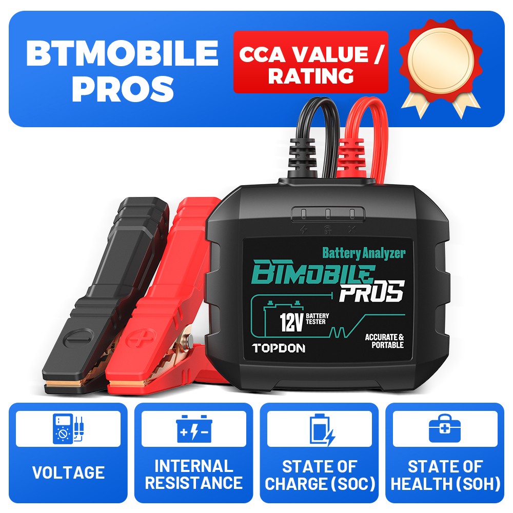 TOPDON BTMobile Pros Bluetooth Car Battery Analyzer 2000 CCA iOS Android App