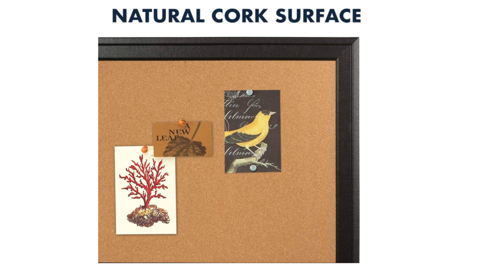 Framed Corkboard Bulletin Cork Board Black Frame Office Reminder Home Wall Mount