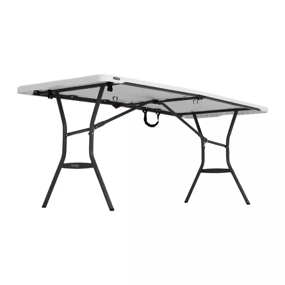 6 Ft. White Plastic Fold-In-Half Table (Light Commercial)