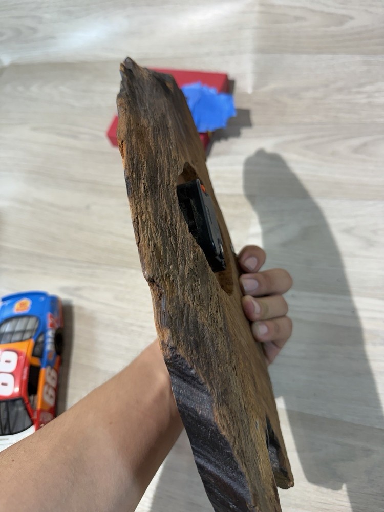 Tree Slab Clock Used Needs Mech Fair Condition