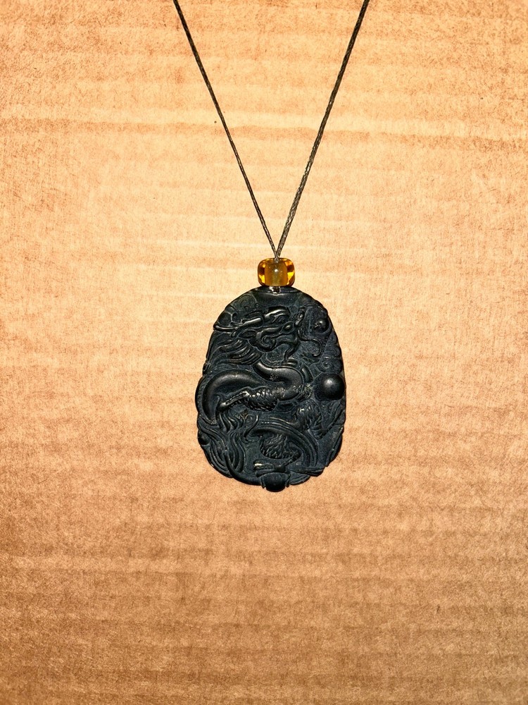 Dark Green Nephrite Jade Dragon