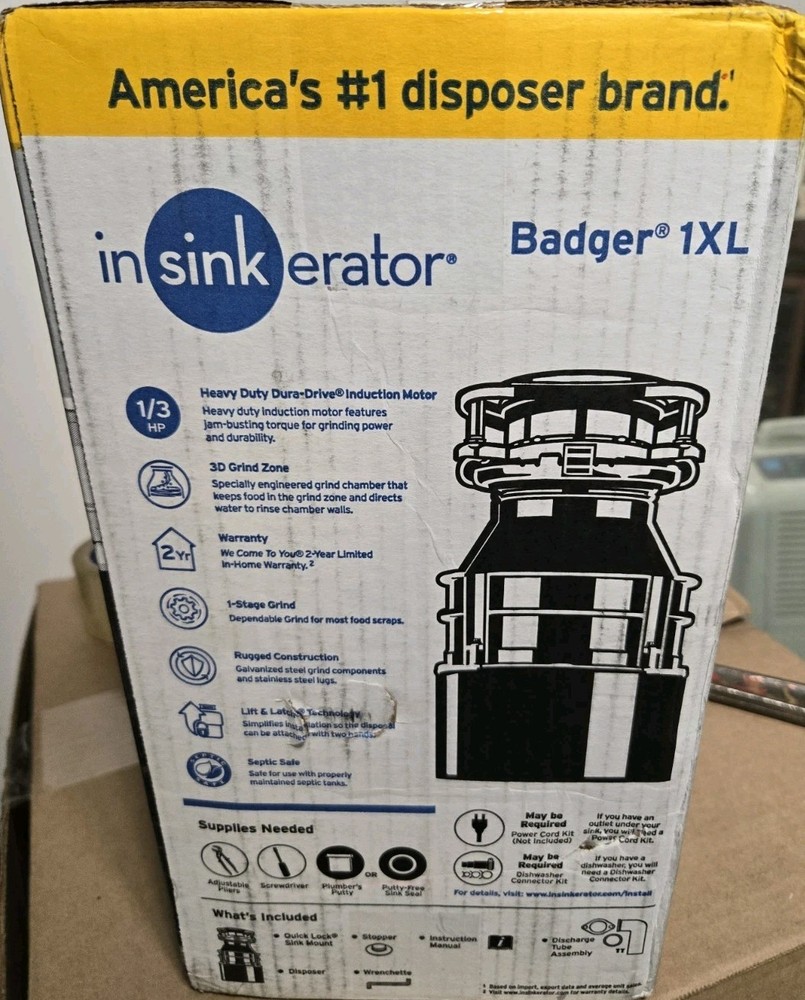 InSinkErator Badger 1XL Non-corded 1/3-HP Continuous Feed Garbage Disposal ***