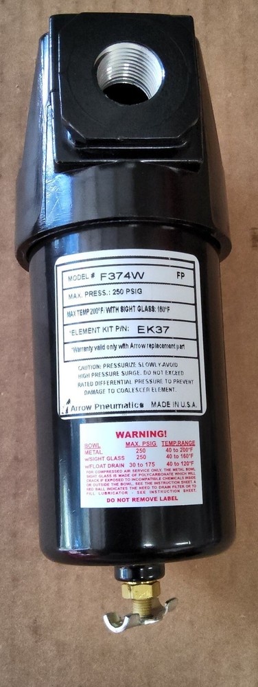 Compressed Air Inline Moisture Trap Water Separator Filter 1/2" FNPT New Arrow