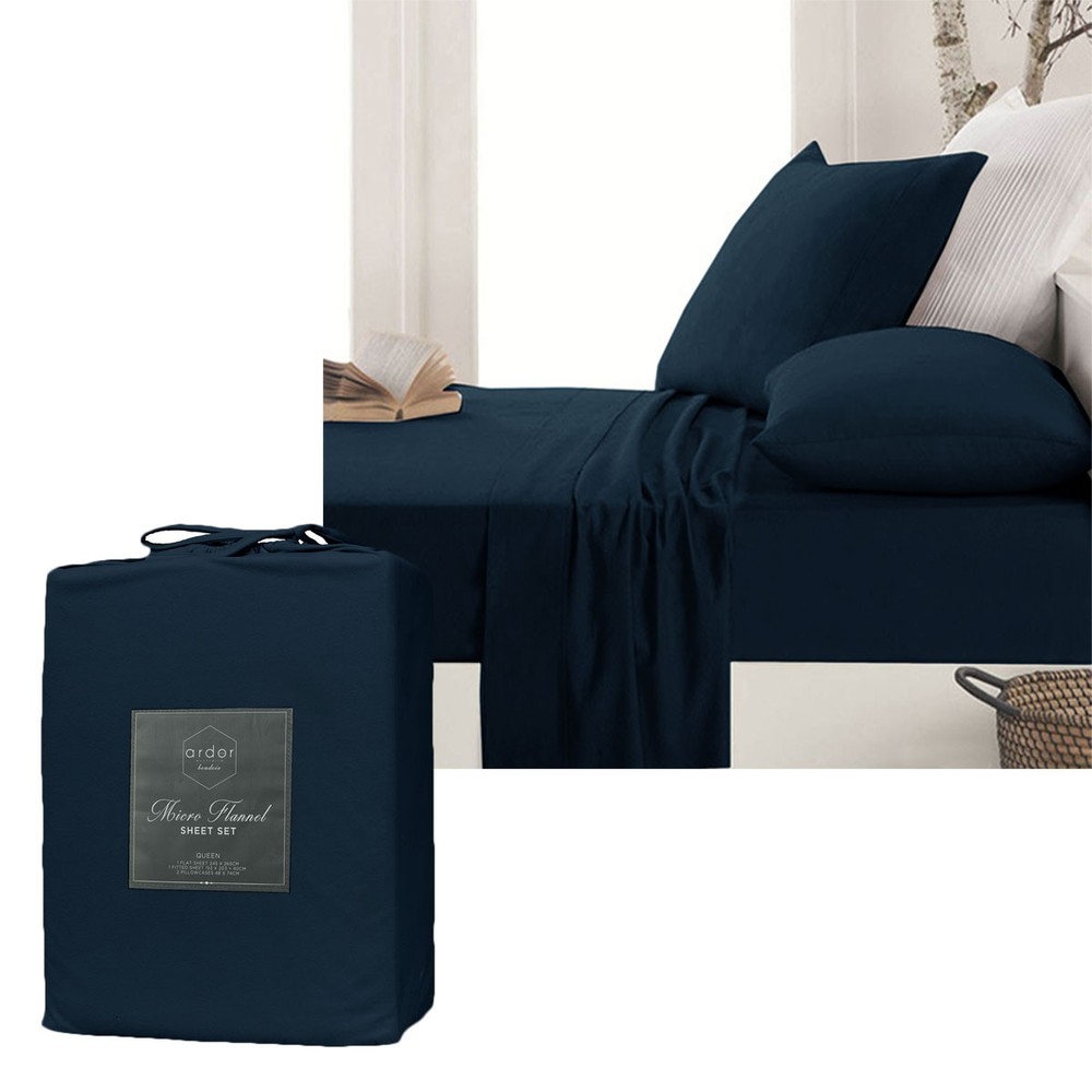 Micro Flannel Sheet Set Navy by Ardor