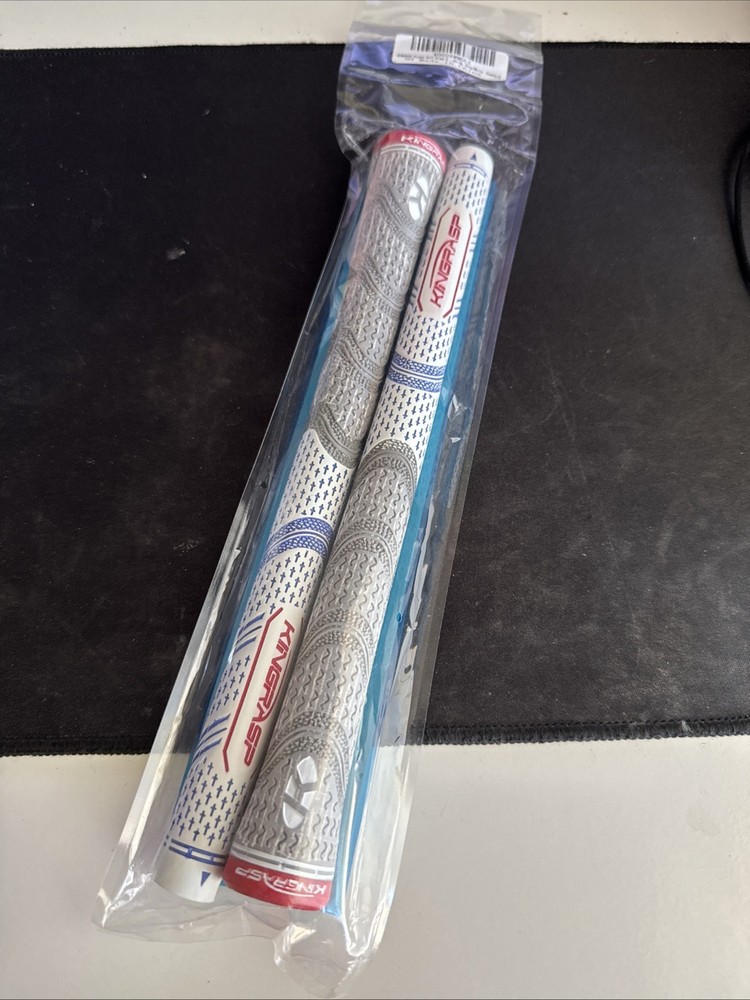 Kingrasp Standard Golf Grips – 2 Pack – Gray/White/Blue – New
