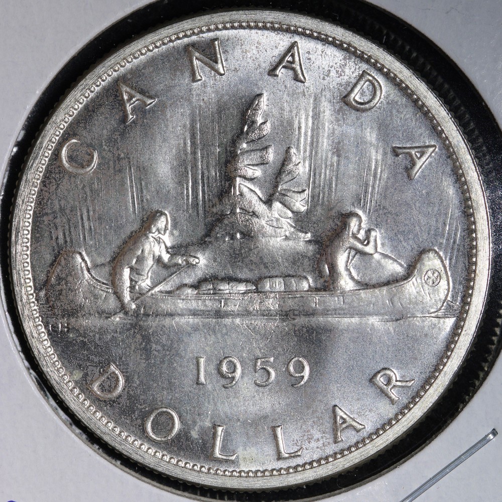 1959 Canada SILVER One Dollar E398 AGIHP