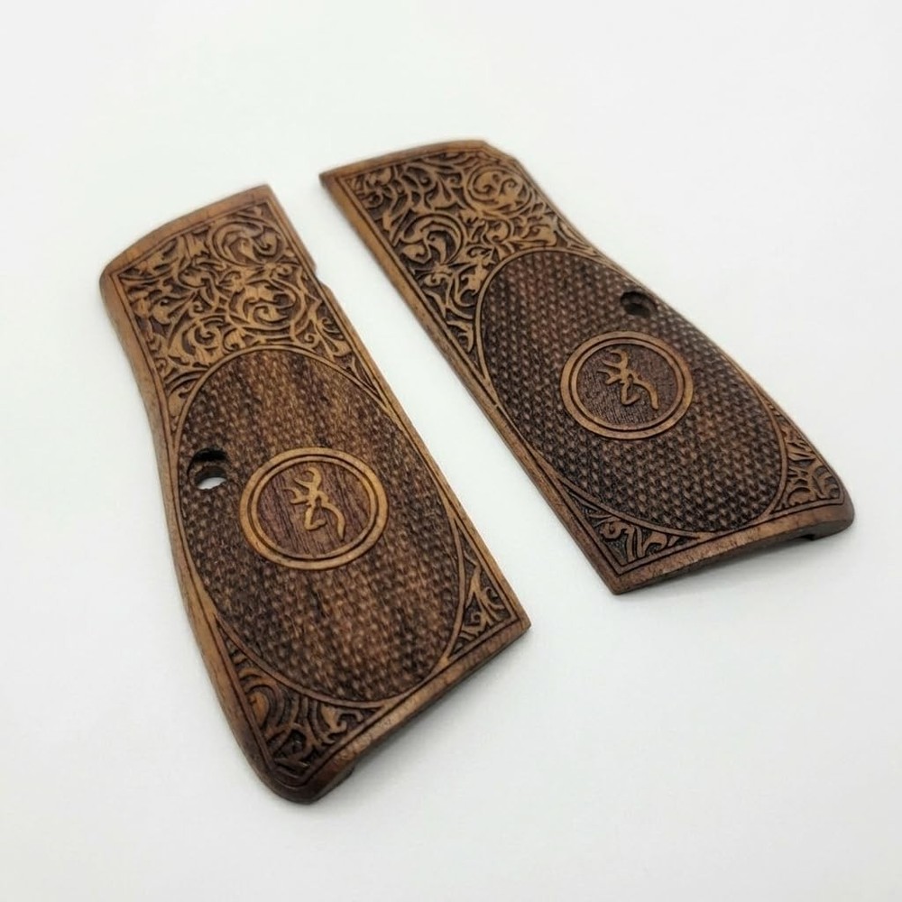 Browning High-Power Walnut Grips Oval Checkered Scroll fits P35 MC Frames