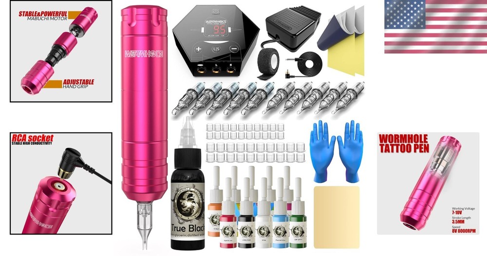 Beginner Rotary Tattoo Kit with Ink & Needles