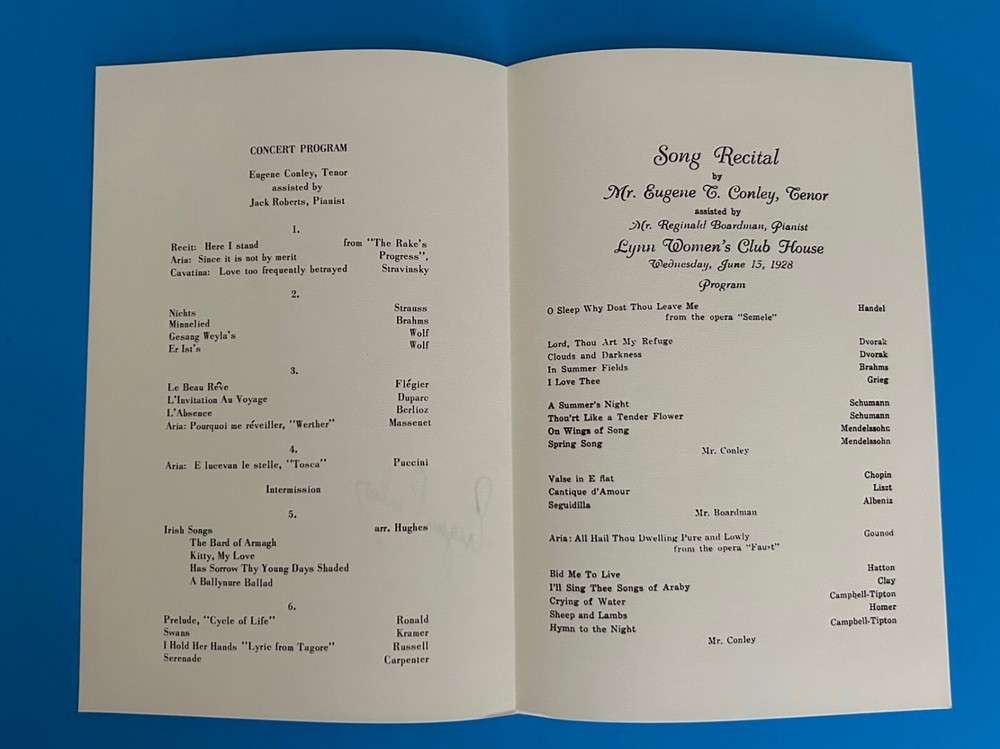 Eugene Conley 1908-1981 (Operatic Tenor) Hand Boldly Autographed Signed Brochure