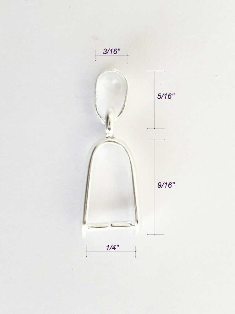 Bright Silver Large Basic Pinch Bails (Pkg 5-15) NIckel Free (802-BS)