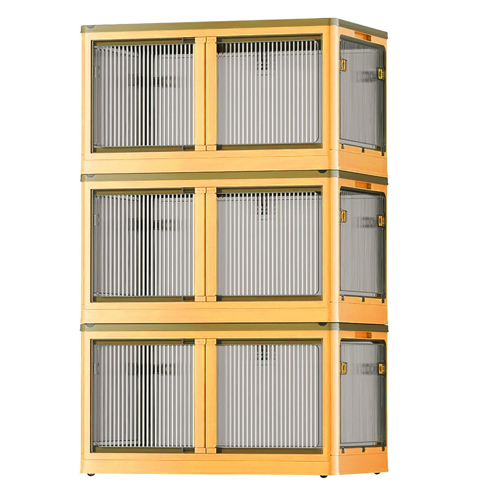 3pack Collapsible Storage Bins Stackable Storage Containers Organizer w/ Wheels