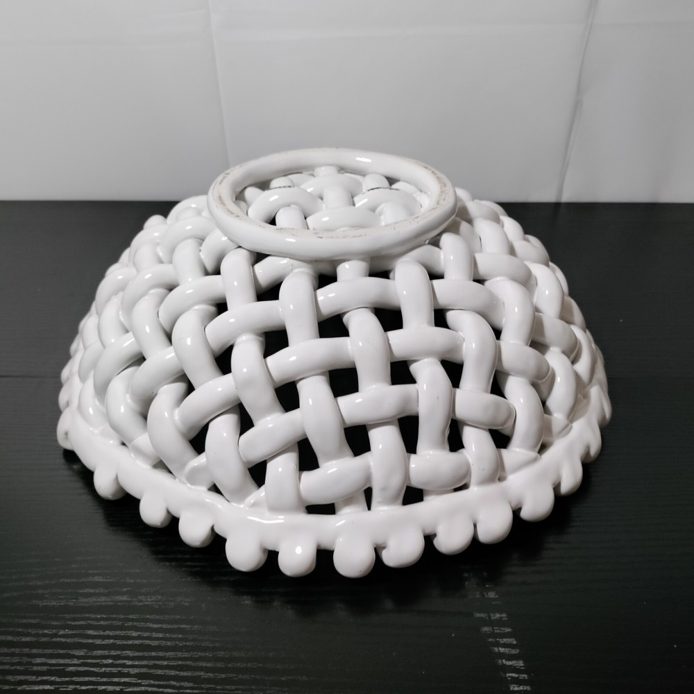 Large White Ceramic Serving Display Basket