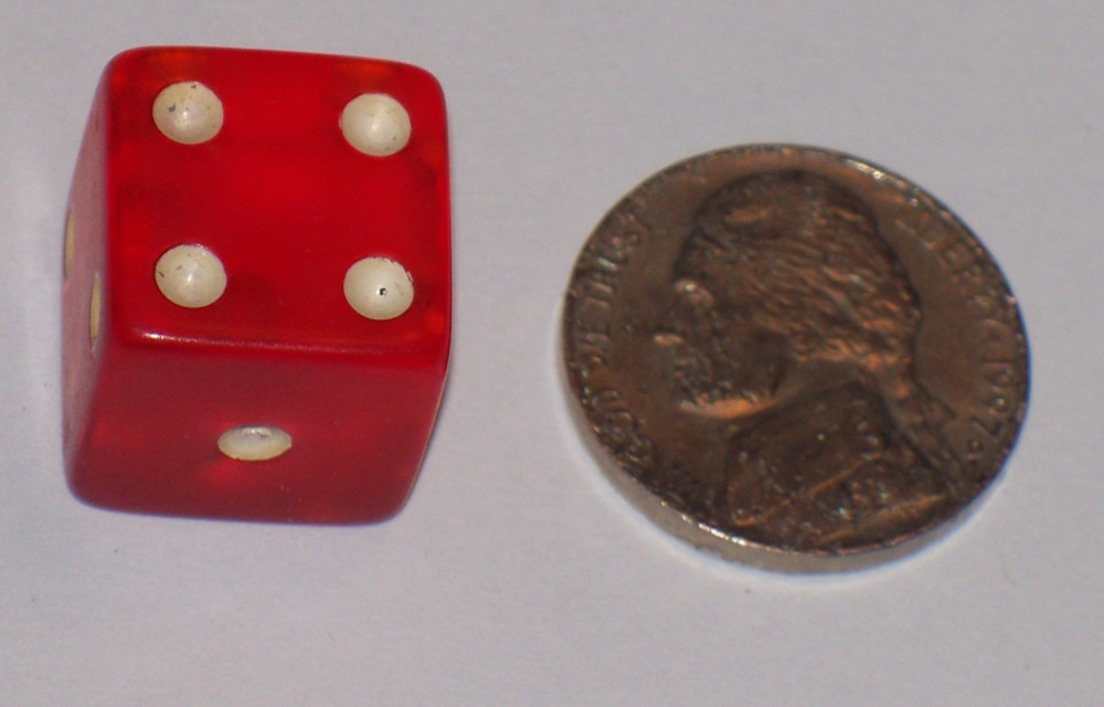 VINTAGE CHERRY RED TRANSLUCENT BOARD GAME DICE