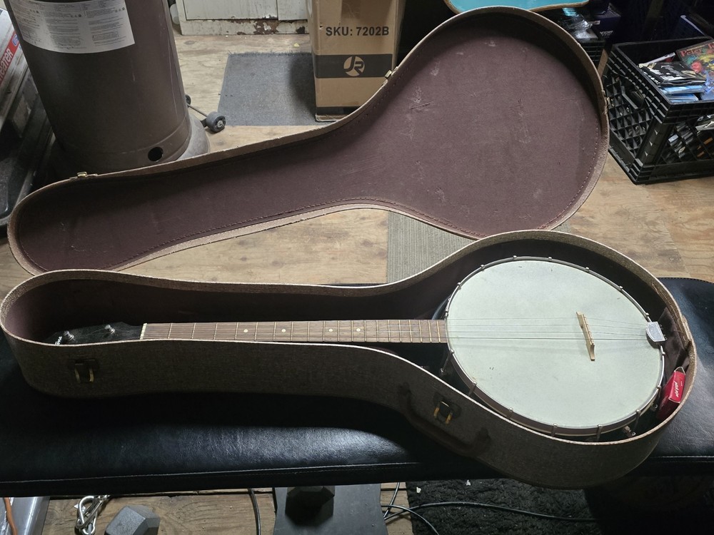 4-String Banjo Open Back Brown Type 4-String Instrument with Case