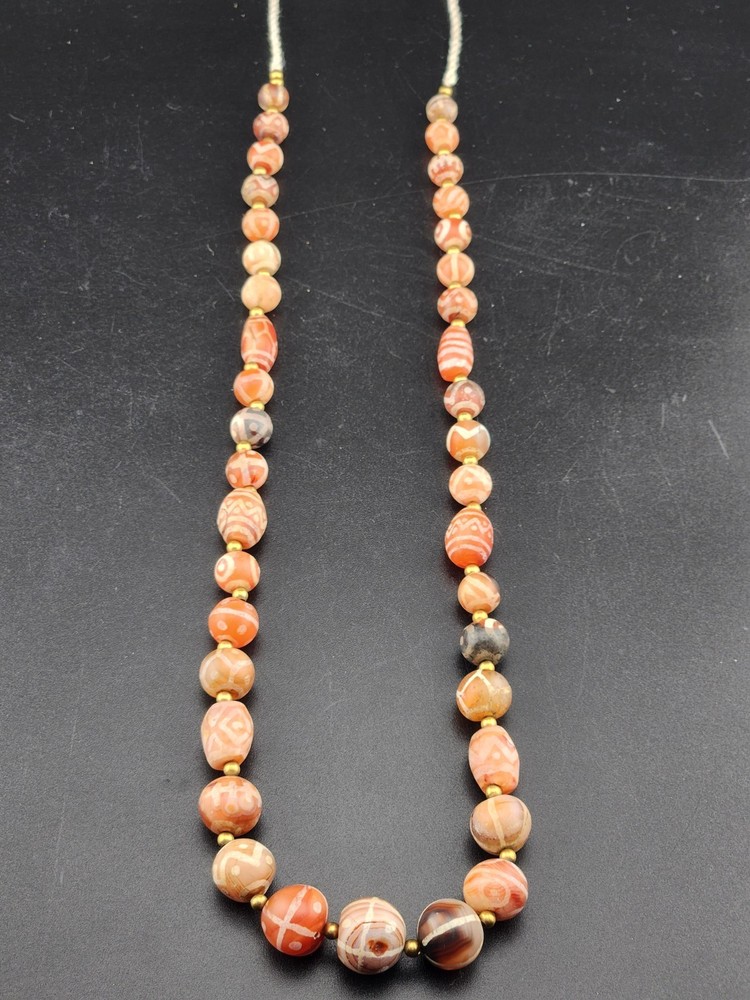 Ancient Etched Carnelian Longevity Beads over 2000 Year Old In great Condition