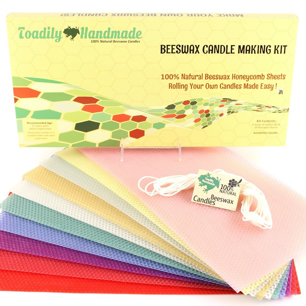 Beeswax Candle Making Kit - 10 Sheets Assorted Colors. 100% Natural Beeswax!