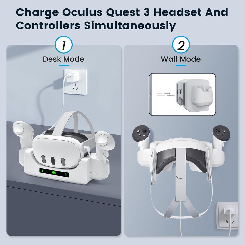 Charging Dock for Quest 3 Controller and Headset with 2 Rechargeable Batteries