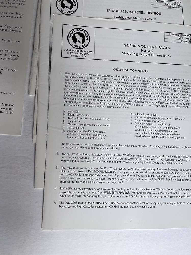 Great Northern Railway Reference Letters/Journals 2008-2010 Misc Issues