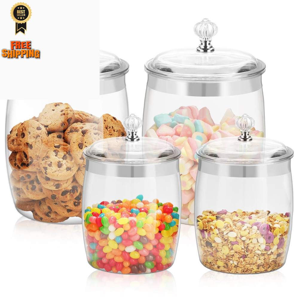 Wagrvuy 4 Pcs Plastic Cookie Jars 128oz * 2 + 74oz * 2, * 2 + * 2