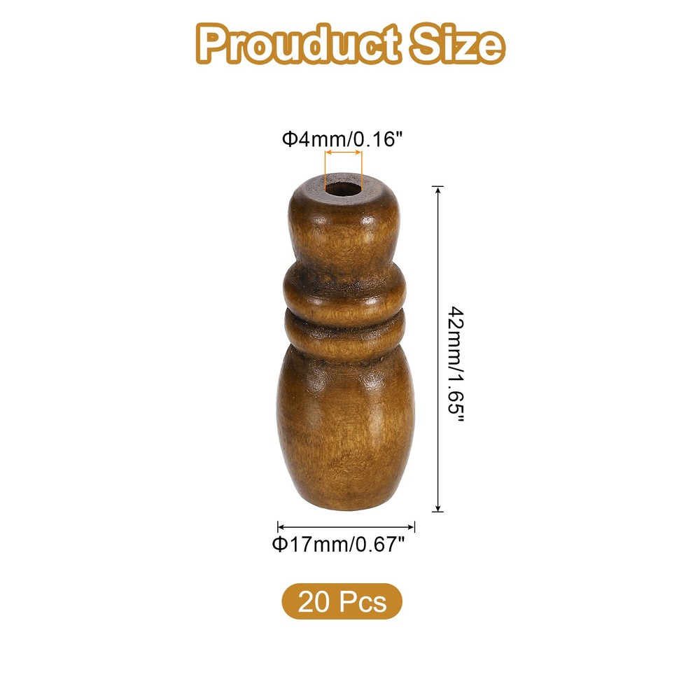 Cord Knobs, Brown Wooden Cord Tassel Drops Pull End for Window, 1.65x0.67" 20Pcs