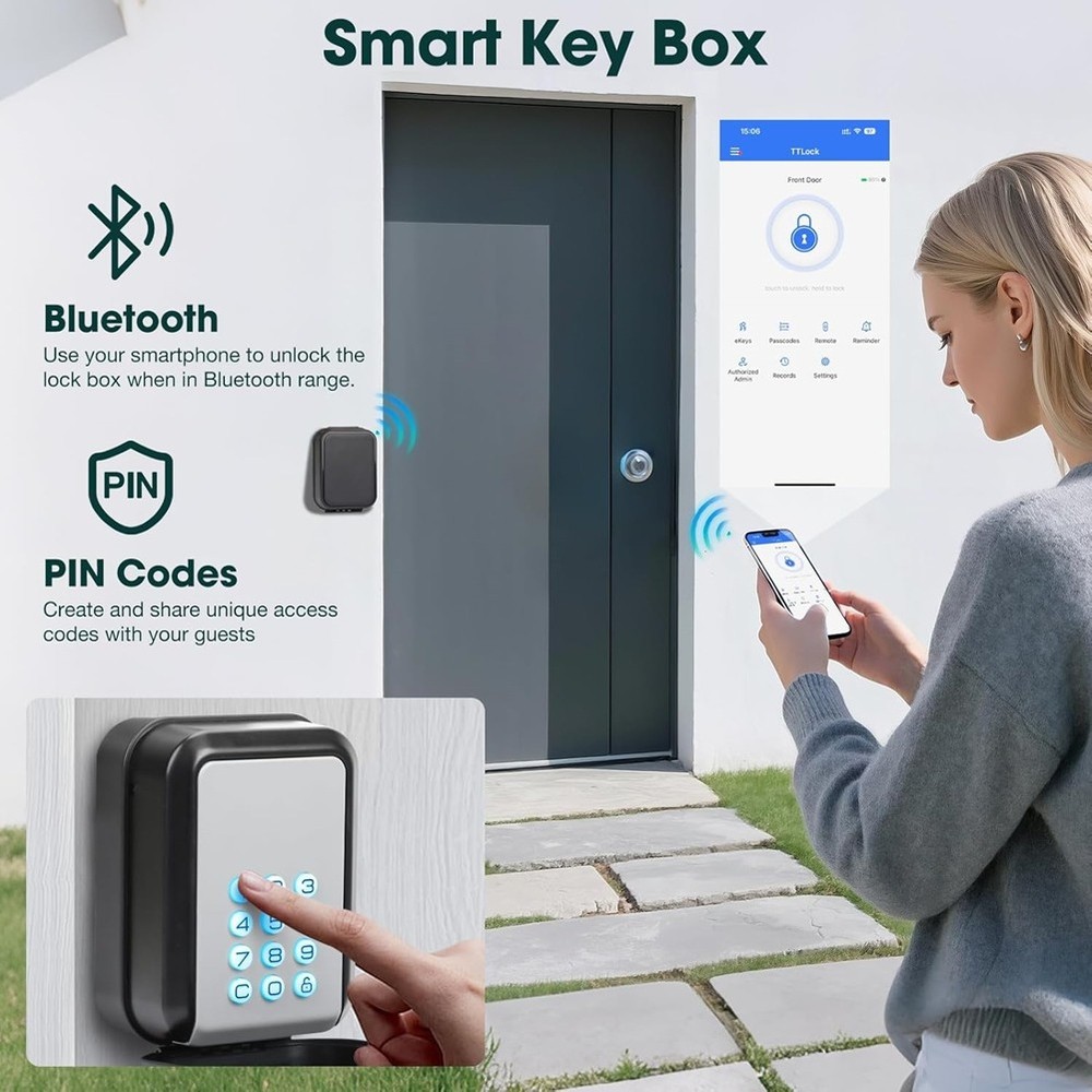 Key Lock Box Electronic Bluetooth Lock Box with APP Control and PIN Code4985