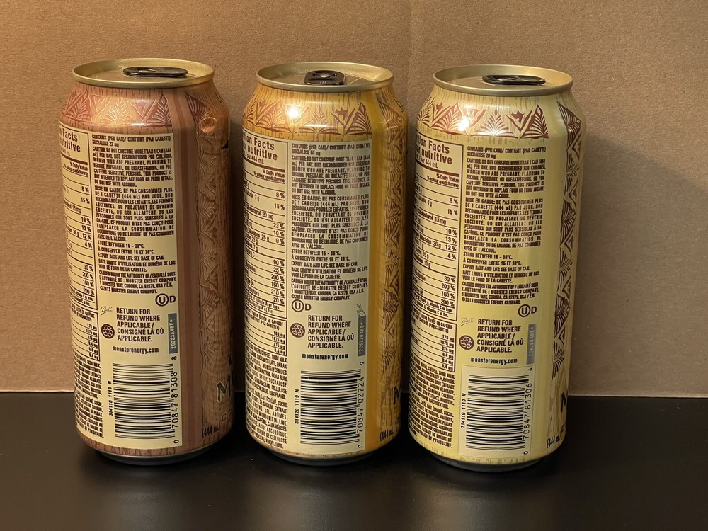 Three (3) Monster Energy Java Canada 🇨🇦 Full 15oz Cans Mean Bean Salted Locha