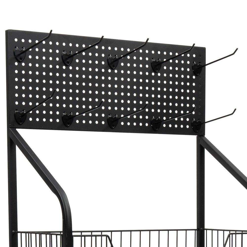 4-Tier Adjustable Rolling Snack Rack with Hanging Board - Freestanding Display