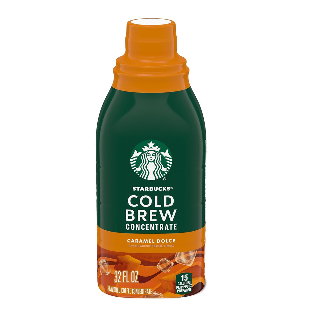 Cold Brew Coffee Concentrate, Caramel Dolce Flavored Iced Coffee, 32 Fl Oz