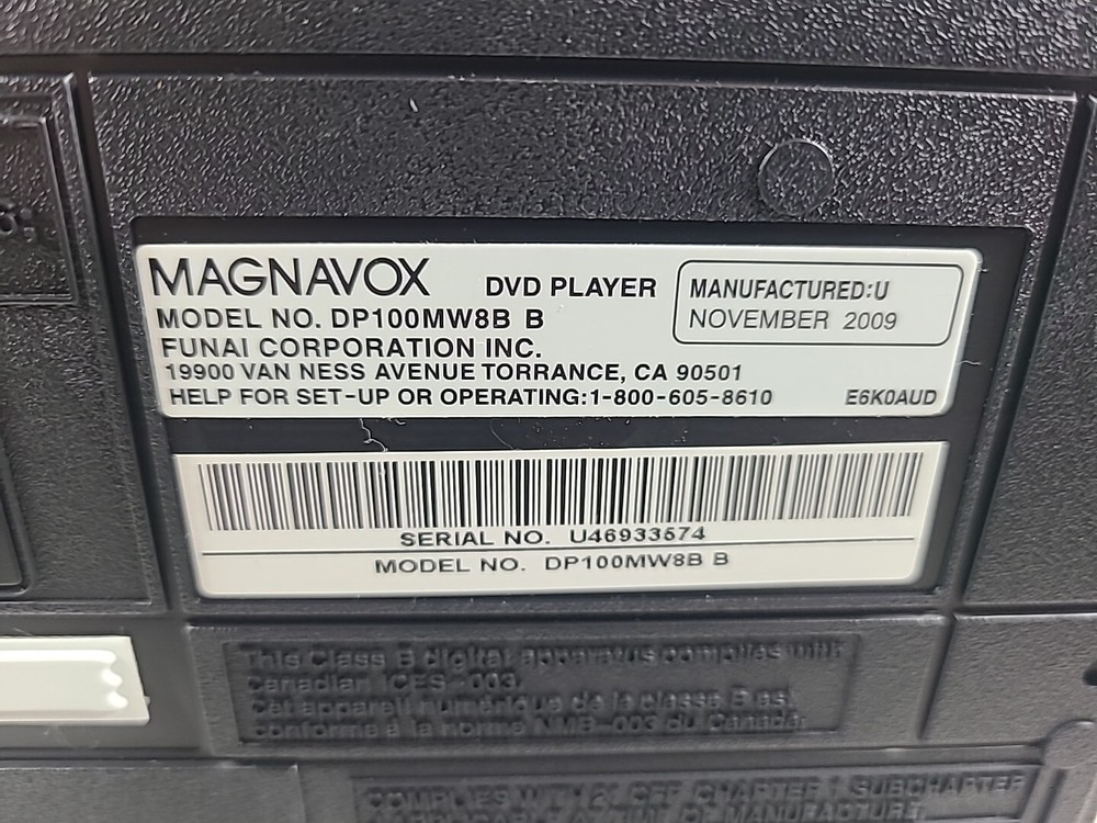 Magnavox DP100MW8B DVD Player