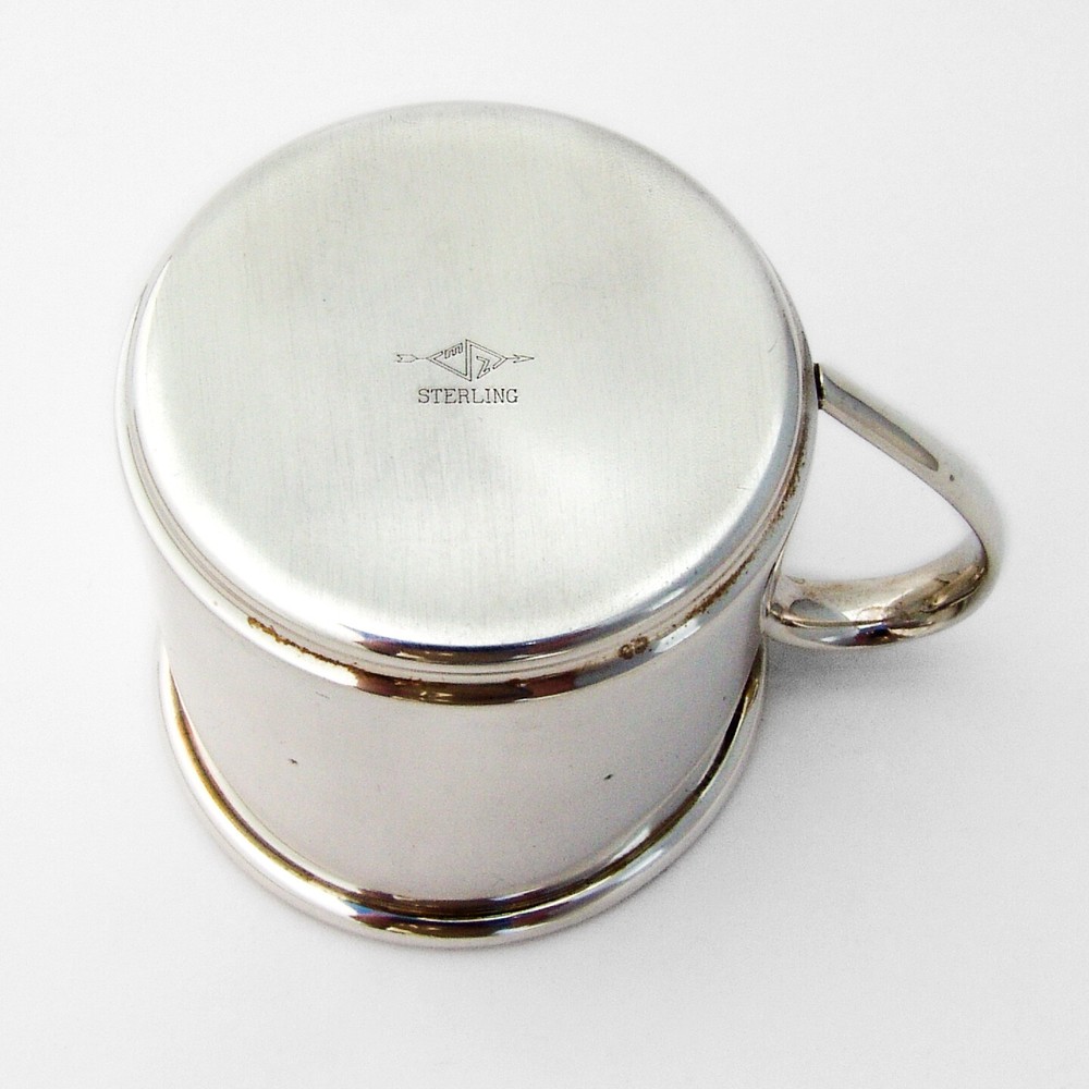 Modernist Baby Childs Cup Plain Design Sterling Silver