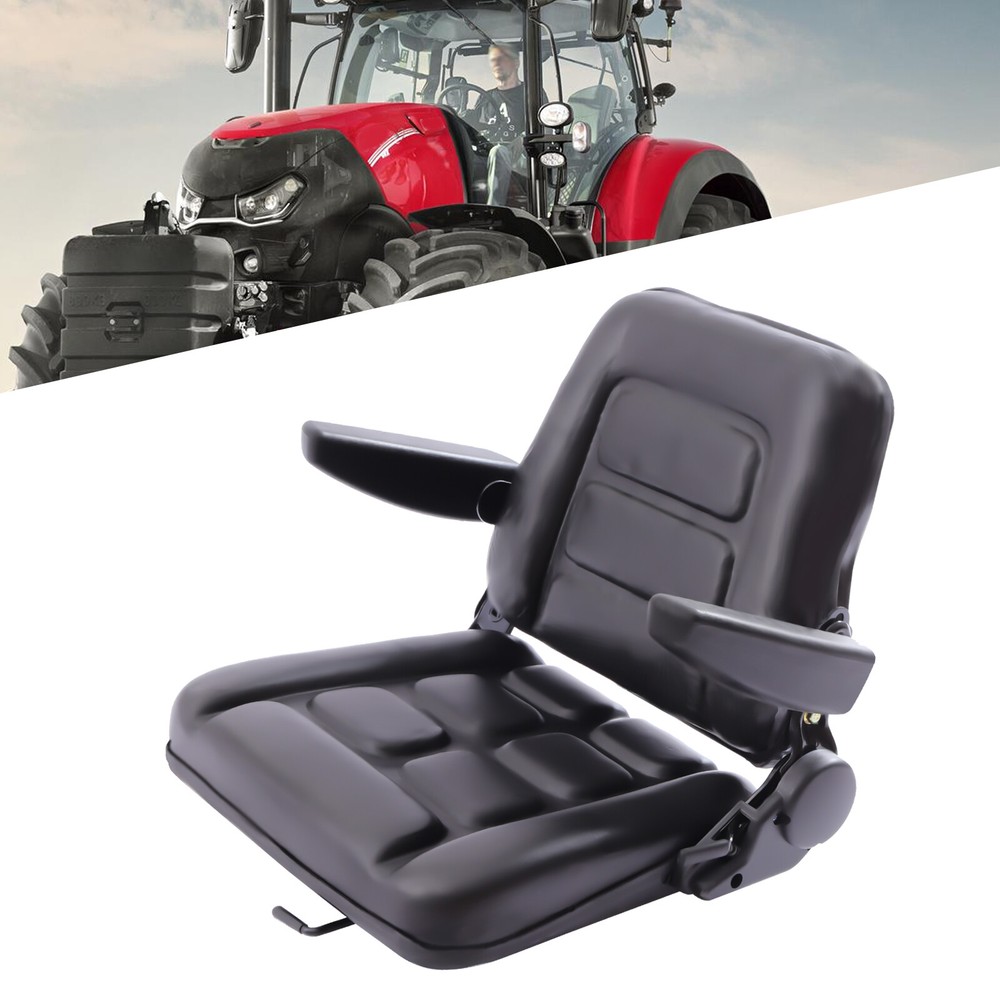 Forklift Seat With Armrest Foldable Tractor Seat With 175°Adjustable Back Angle