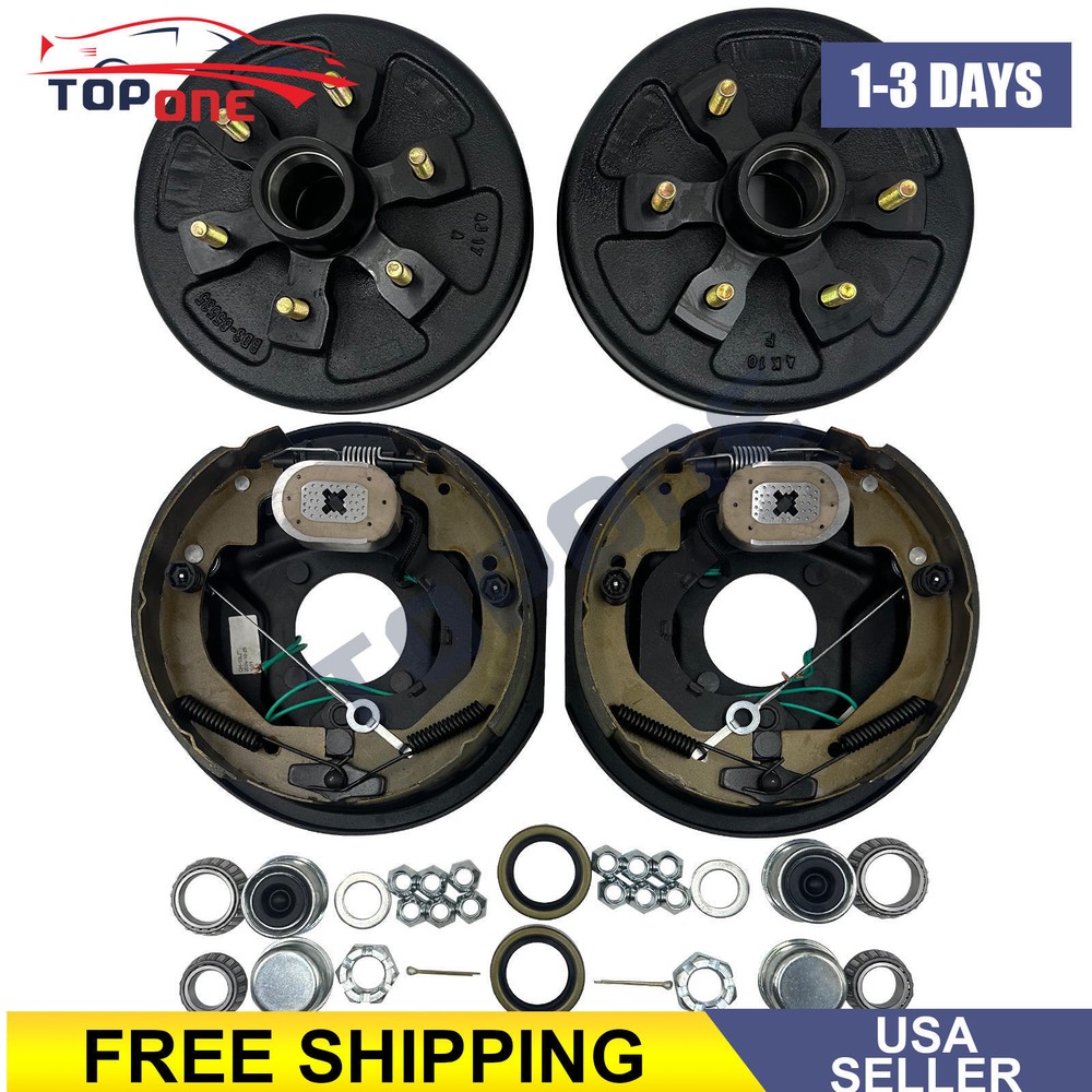 Electric Trailer Self Adjusting Brake 6-5.5" Hub Drum Kit For 3500 lb Axle