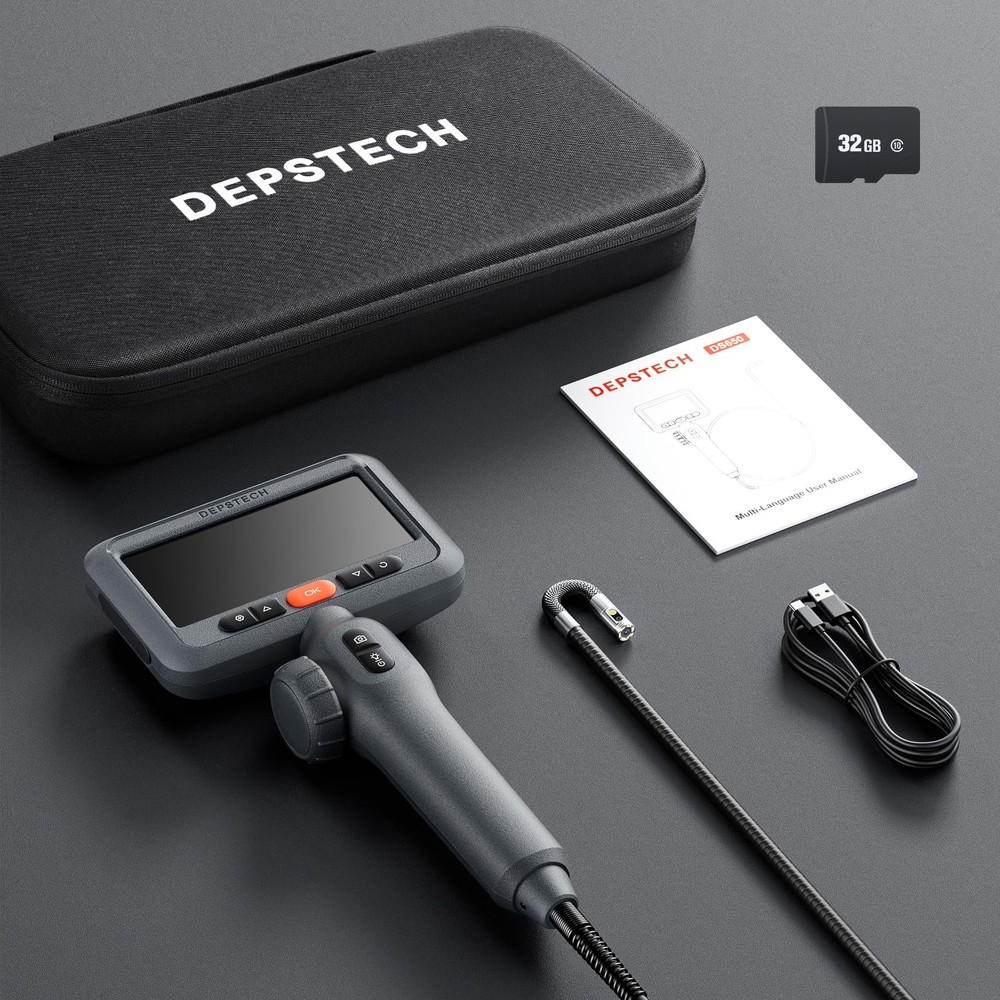 10FT Articulating Endoscope Camera with Light: Dual Lens 10FT, Black
