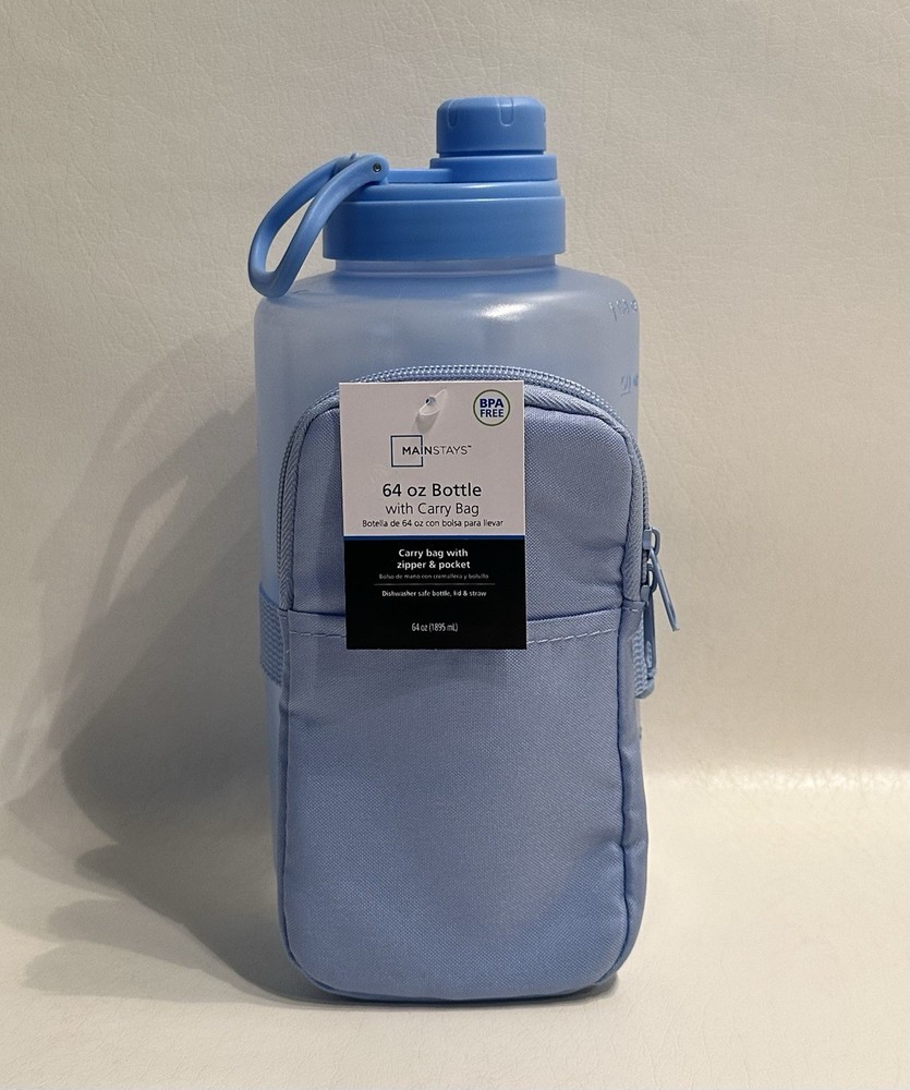 Mainstays - 64oz Blue Plastic Water Bottle and Accessory Bag