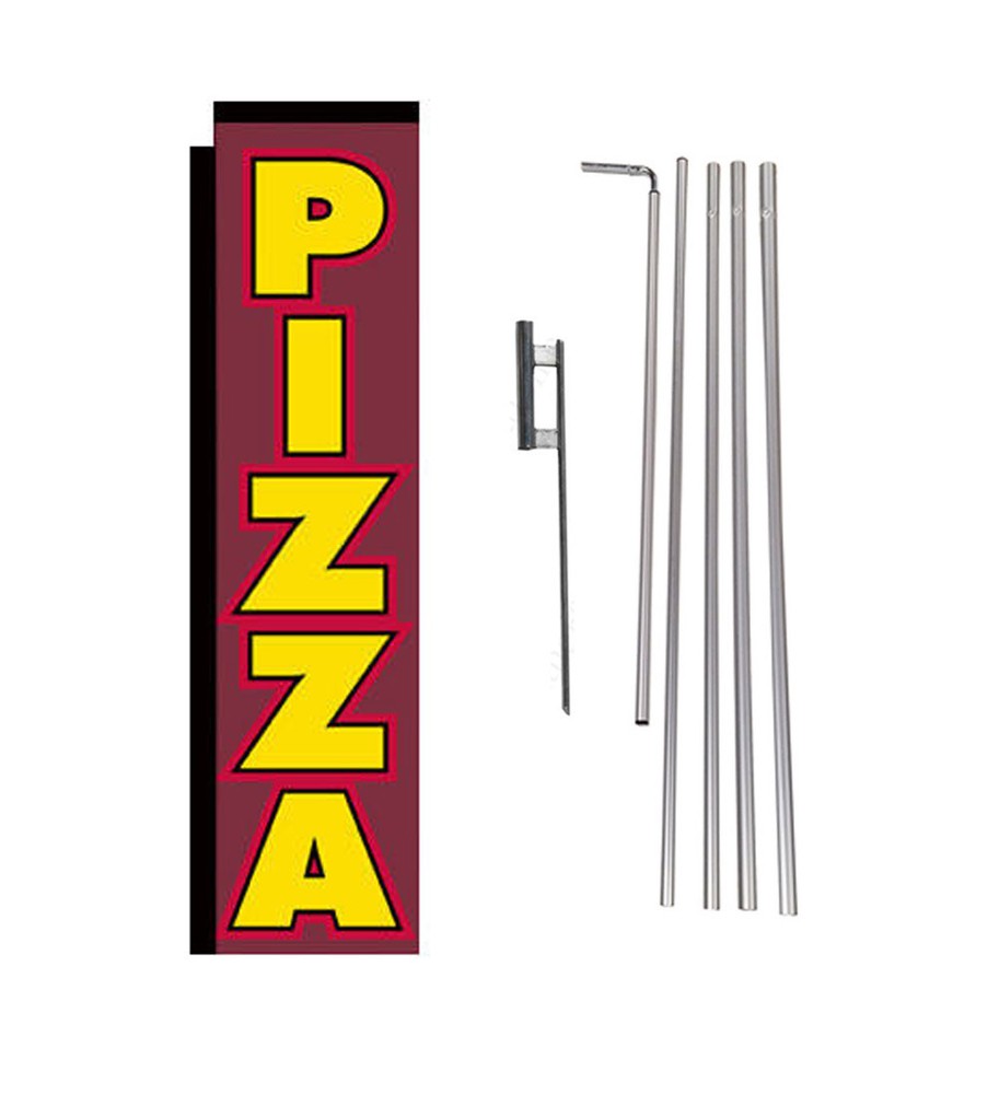 Pizza 15' Advertising Rectangle Feather Banner Flag w/ pole+spike