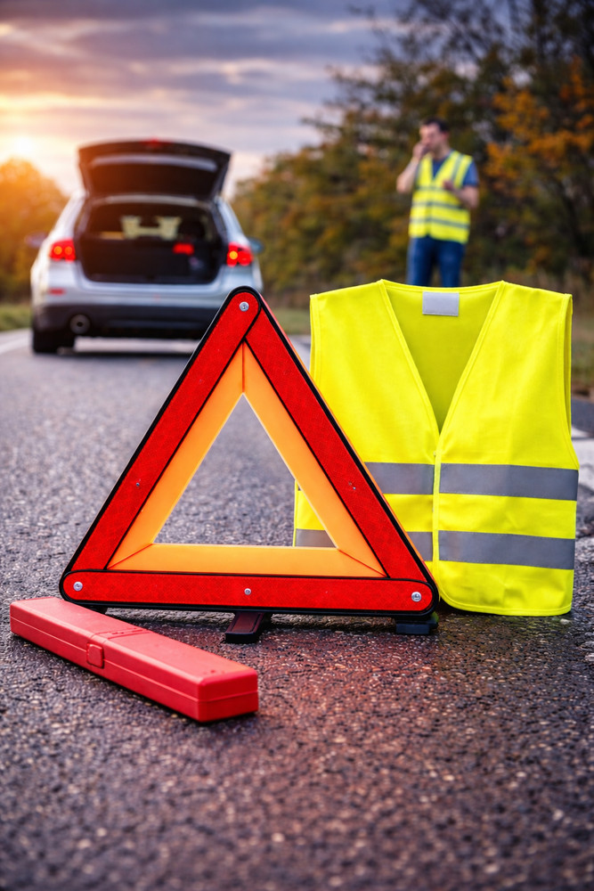 Emergency Triangle Approved With High Visibility Road Vest