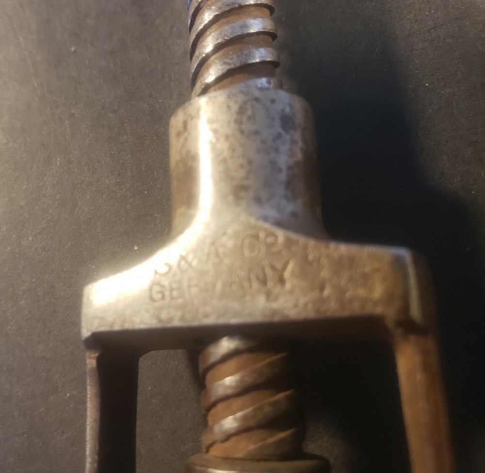 Antique 19th Century Locking Handle Corkscrew S & A Co. Germany stamp