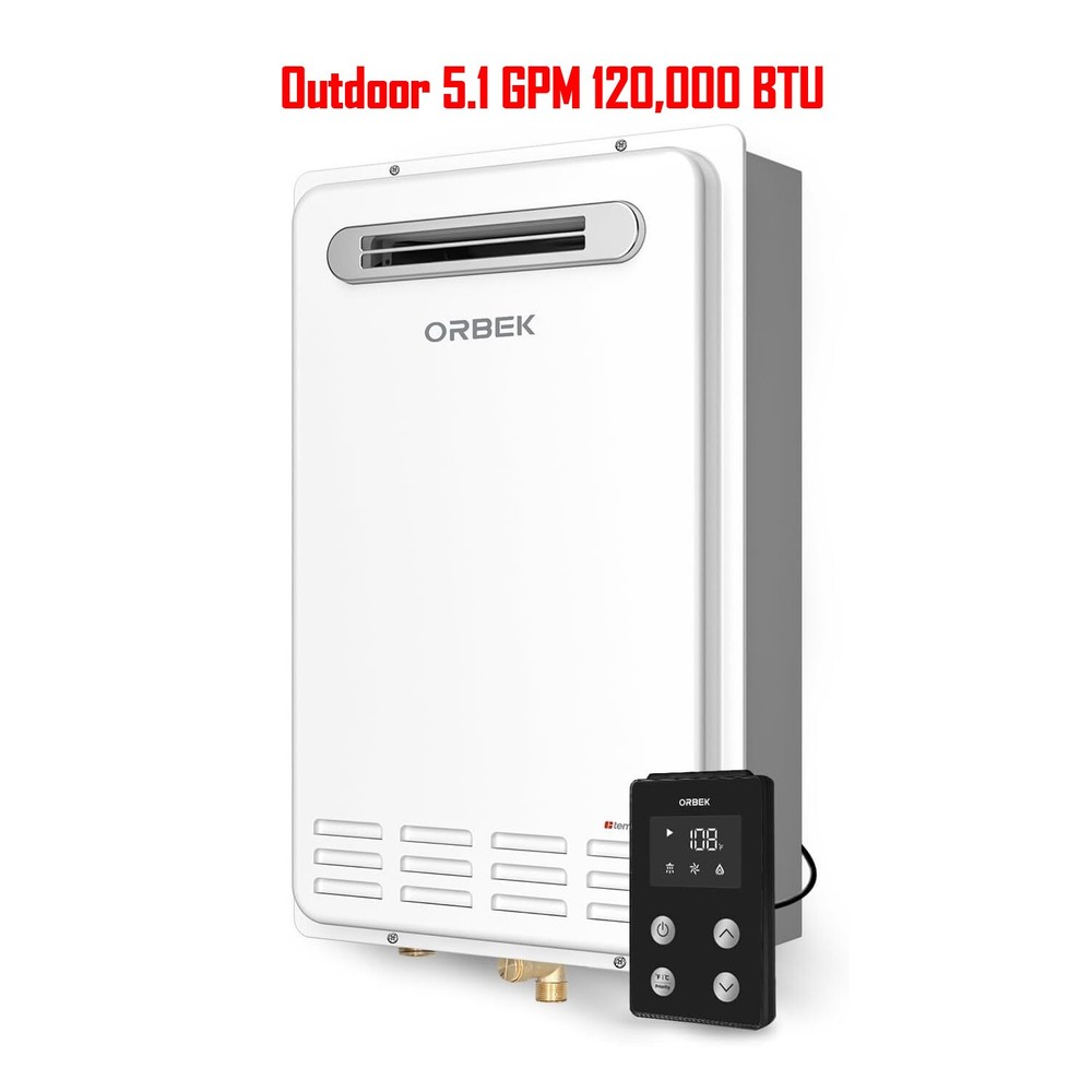 Propane Tankless Water Heater 5.1GPM Outdoor 120,000 BTU, On-Demand Instant Hot