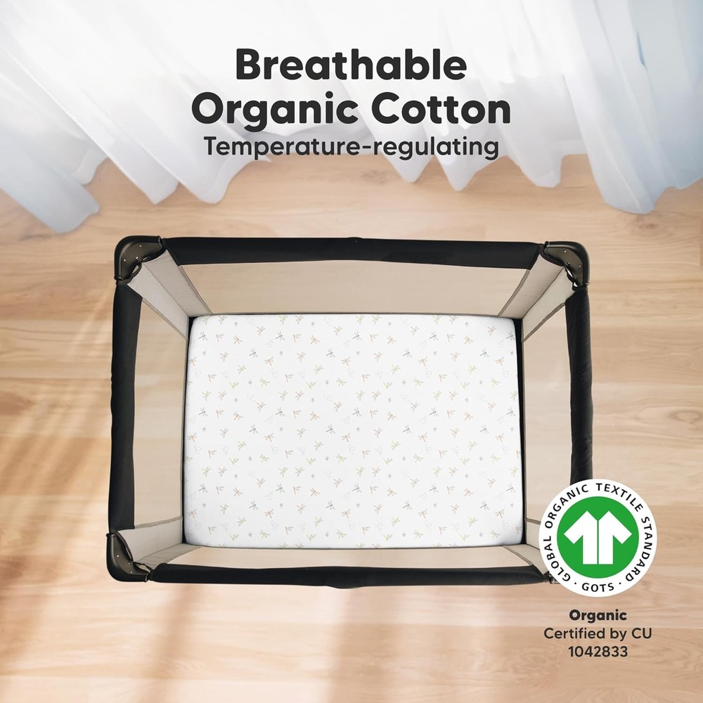 2-Pack Mini Crib Sheets Fitted - 38x26 Pack N Play Sheets for Pack and Play