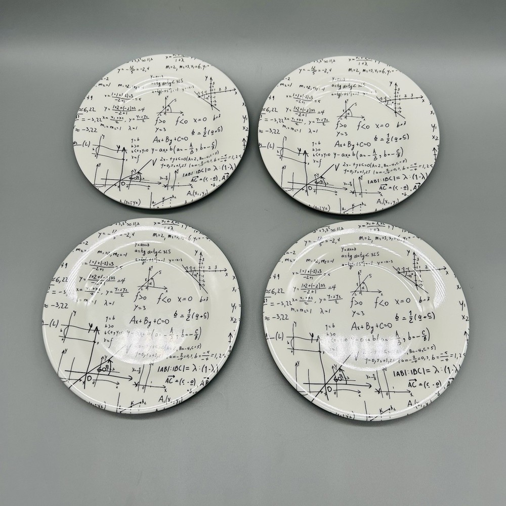 Set Of 4 Algebra Math Melamine Side Plates 6”
