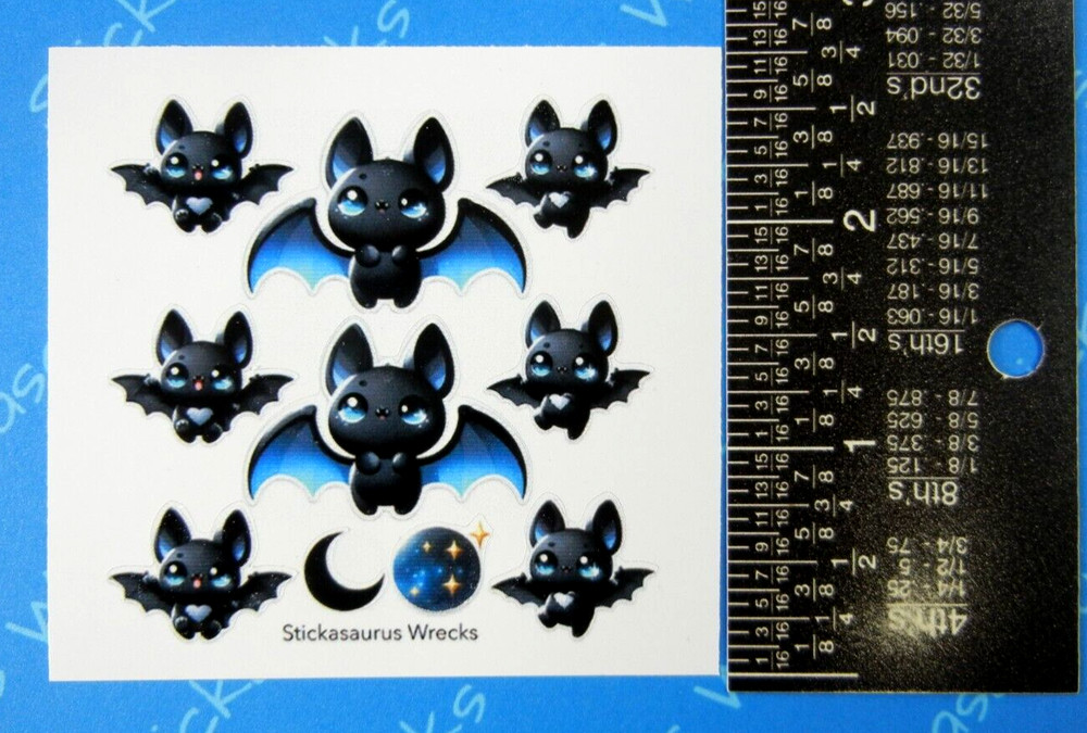 Halloween Bats Blue & Black Mini Sticker Sheet