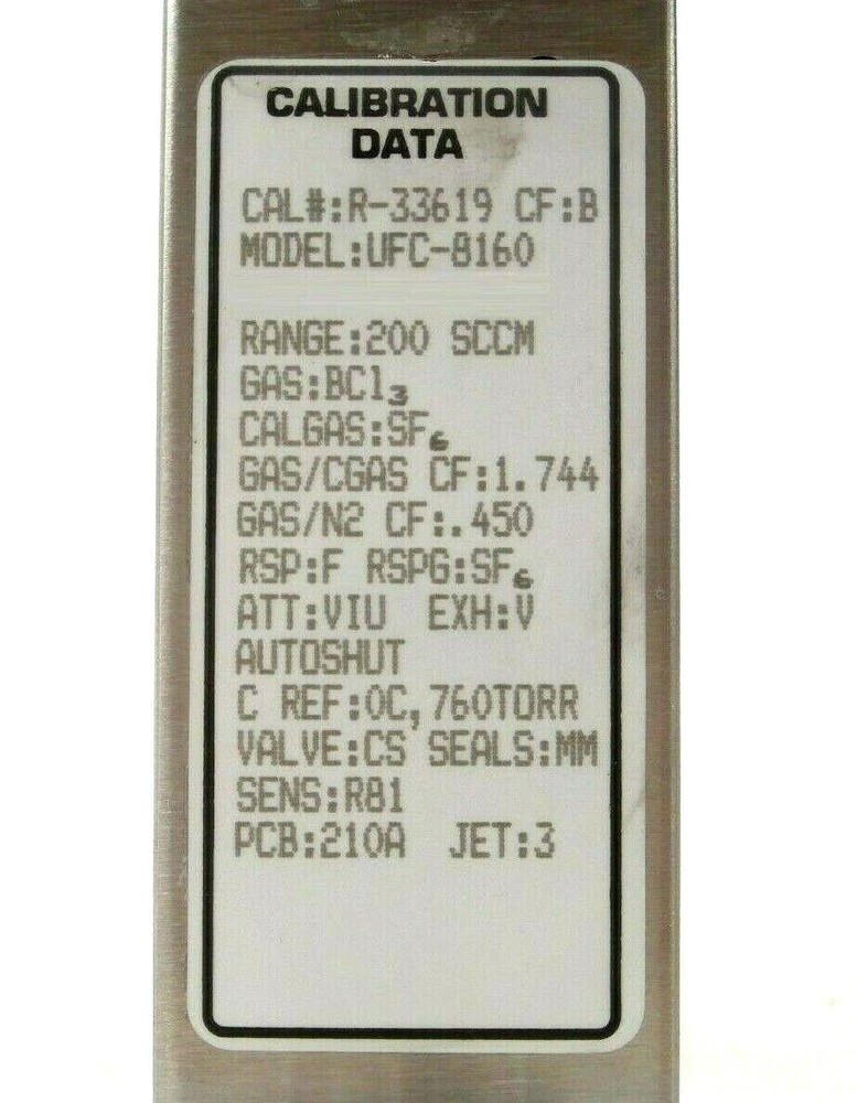 UNIT Instruments UFC-8160 Mass Flow Controller 200 SCCM BCl3 - Used