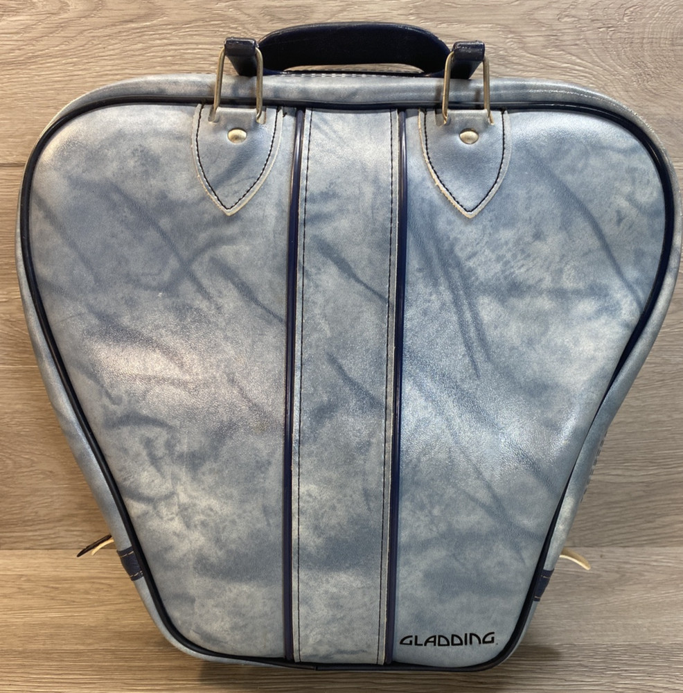 Vintage retro 1970s Marble Blue Gladding Leather Bowling Bag