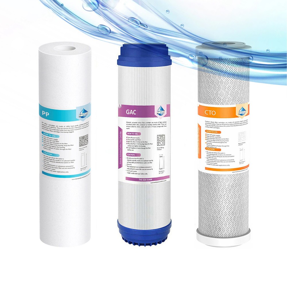 3 Stage PP Sediment GAC CTO Activated Carbon Water Filter RO System 6-Month Set