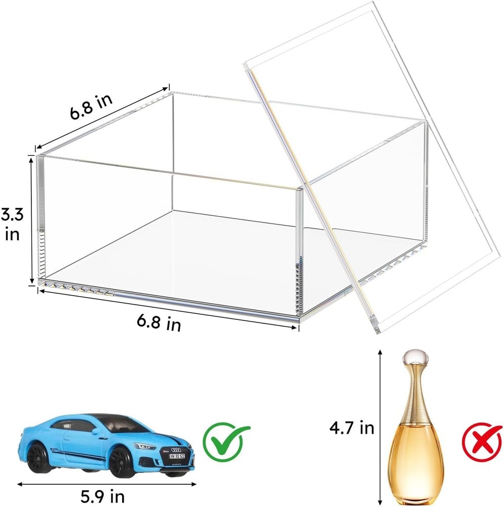 Decorative Acrylic Box with Lid, Clear Cube Display Case, Multi-Purpose Box S...