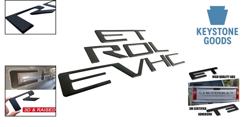 Matte Black 3D Raised Tailgate Letter Inserts for Silverado 2019-2025